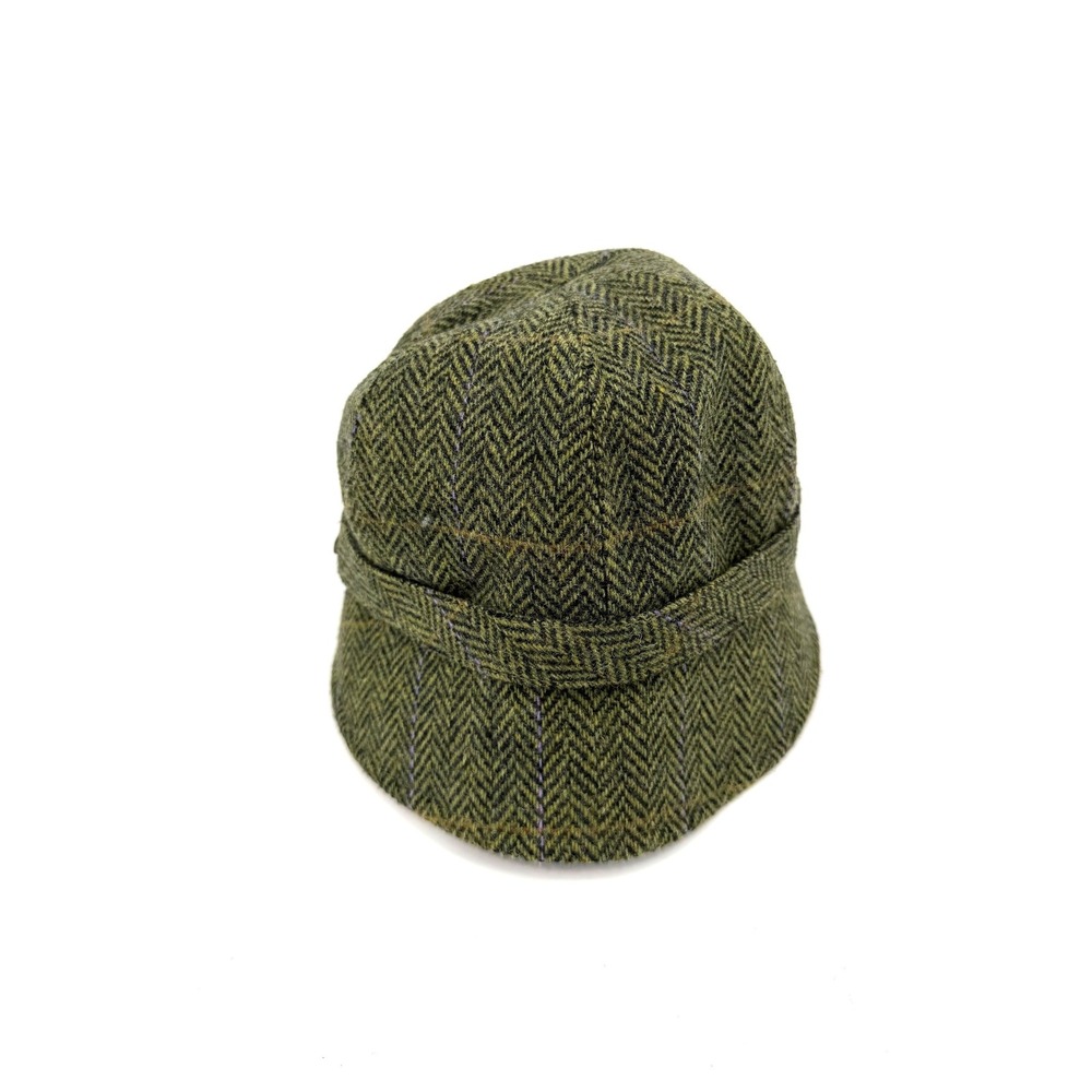 Mucros Weavers Ireland Women Green Wool Tweed Herringbone Flapper Cloche Hat M - Picture 6 of 10